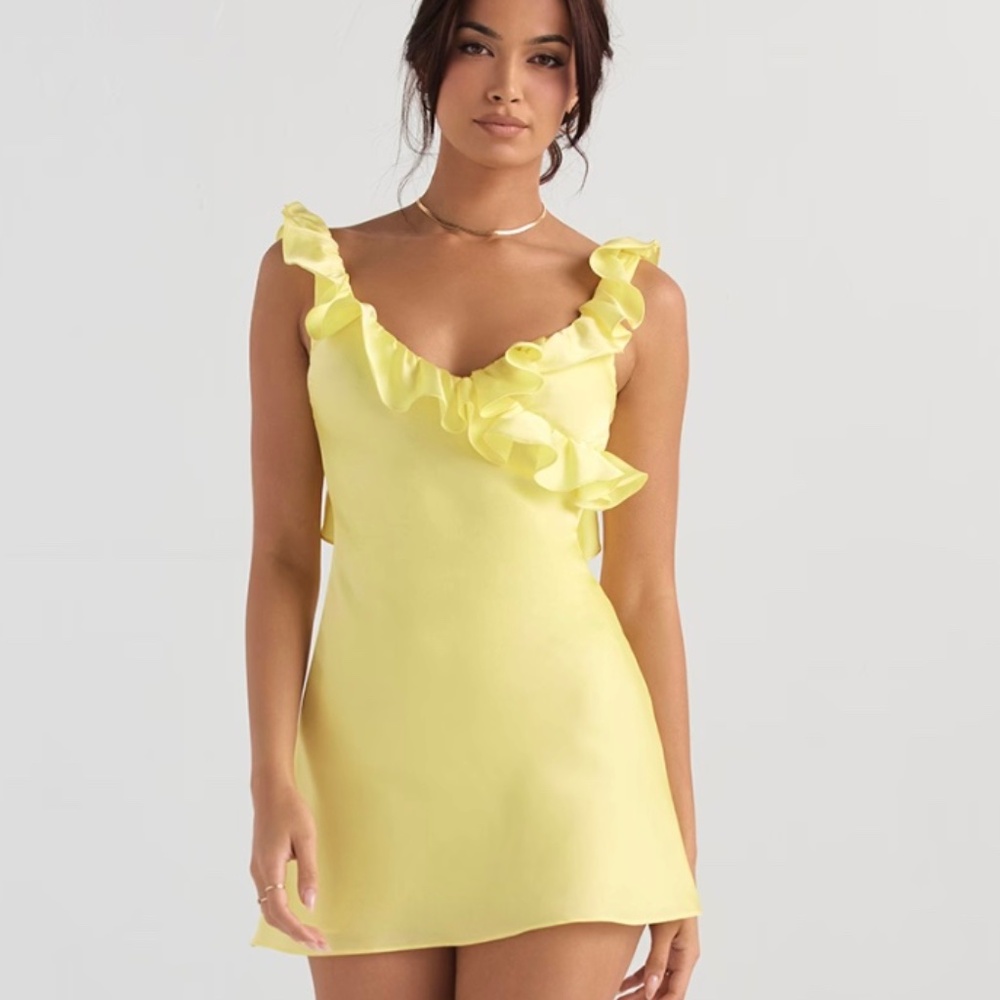 TINK BUTTERCUP SATIN RUFFLE MINI DRESS